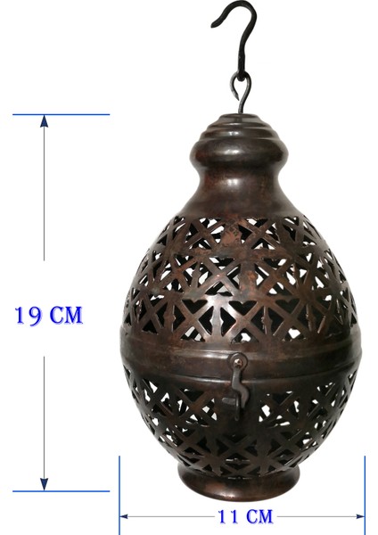 Binbir Trend Antik Bakır Dekoratif Mum Feneri Şamdan Mumluk 19CM