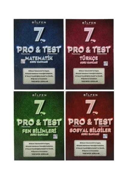 7. Sınıf Pro & Test Soru Bankası Seti 4 Kitap