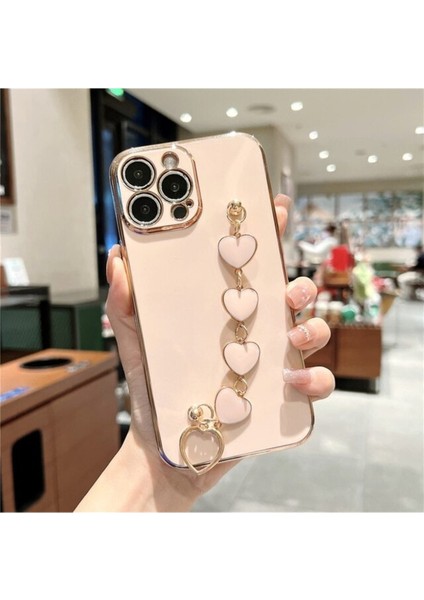 Iphone 12 Uyumlu Kılıf Kamera Korumalı Parlak Gold Kenar Kalpli Arka Tutamaklı Elit Case Arkadan Askılı fiyatları