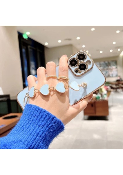 Iphone 12 Uyumlu Kılıf Kamera Korumalı Parlak Gold Kenar Kalpli Arka Tutamaklı Elit Case Arkadan Askılı fırsatları