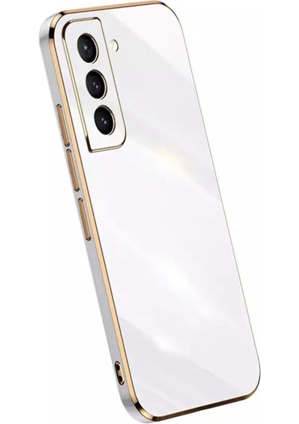 S22 Plus Uyumlu Kılıf Kamera Lens Korumalı Parlak Gold Kenar Elitcase