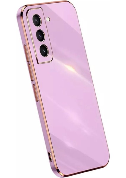 S22 Plus Uyumlu Kılıf Kamera Lens Korumalı Parlak Gold Kenar Elitcase