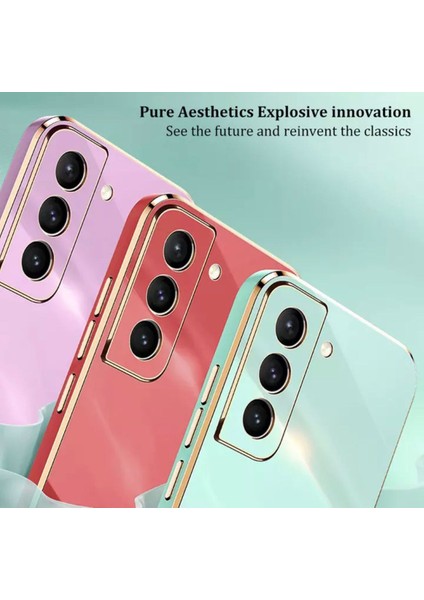 S22 Plus Uyumlu Kılıf Kamera Lens Korumalı Parlak Gold Kenar Elitcase