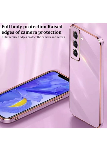 S22 Plus Uyumlu Kılıf Kamera Lens Korumalı Parlak Gold Kenar Elitcase