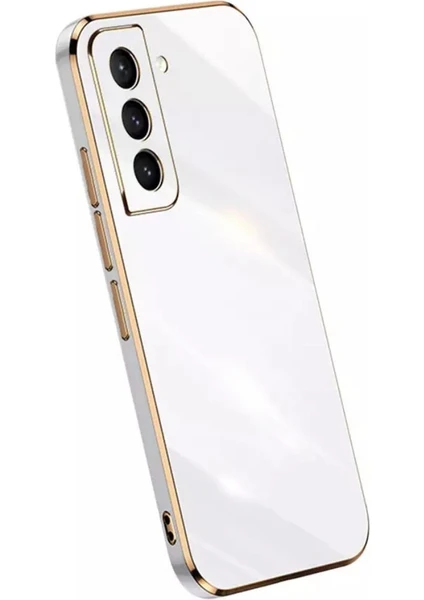 MTK Moveteck S21 Fe Uyumlu Kılıf Kamera Lens Korumalı Parlak Gold Kenar Elitecase