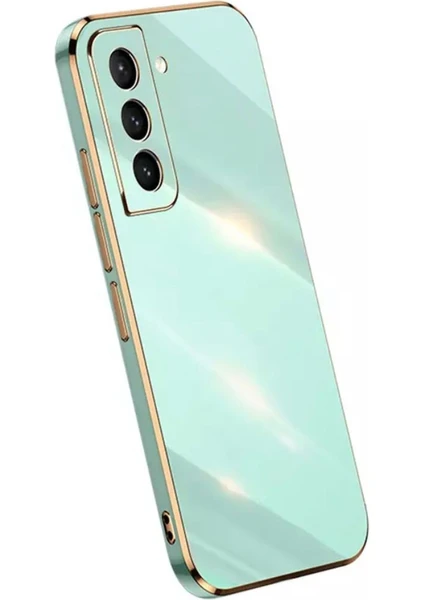 MTK Moveteck S21 Fe Uyumlu Kılıf Kamera Lens Korumalı Parlak Gold Kenar Elitecase