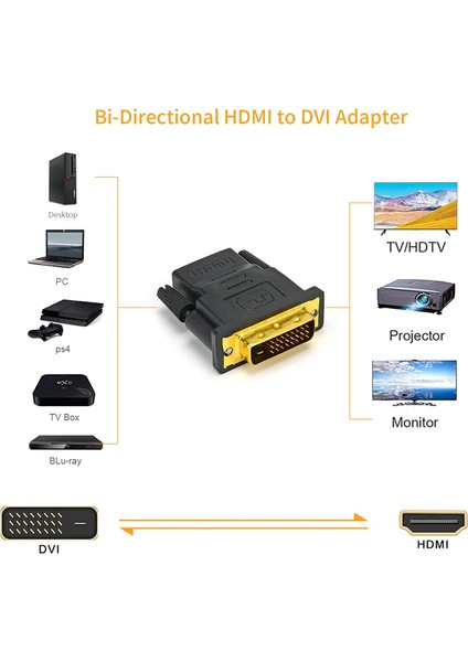 24+1 DVI To HDMI Çevirici DVI Erkek HDMI Dişi Aparat Çift Yönlü HDMI DVI