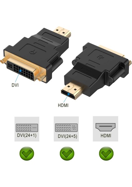 DVI HDMI Dönüştürücü DVI Dişi HDMI Erkek Çift Yönlü HDMI - DVI