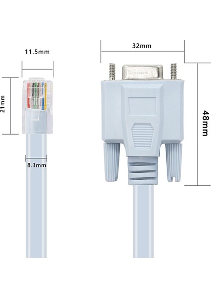 RJ45 - Db9 Rollover Konsol Kablosu, RJ45 Erkek - RS232 Dişi Cisco Kablo RJ45 Erkek Cat5 Ethernet Lan