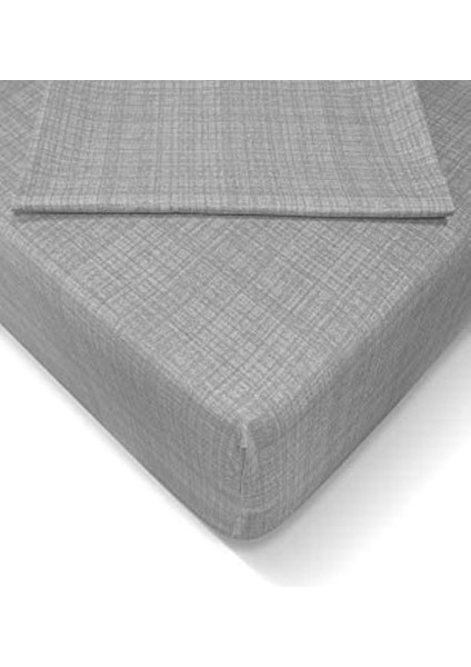 Fitted Lastikli Çift Kişilik Çarşaf Seti (160x200 Cm )- Gri