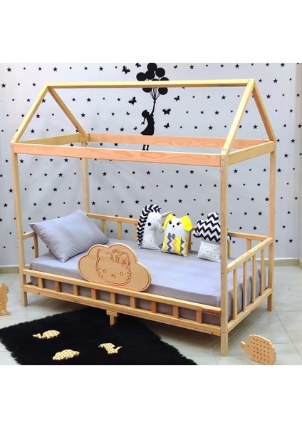 Kitty Montessori Yatak Çocuk Karyola Doğal Ahşap Yatak indirimleri