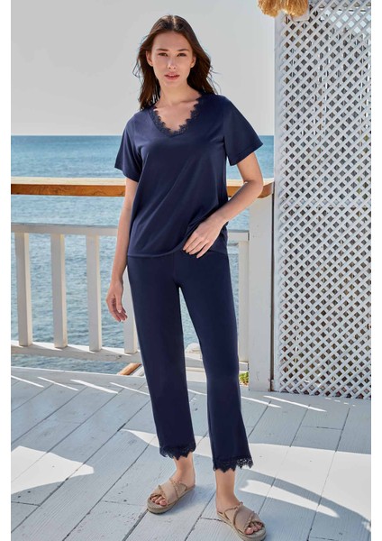 Kadın Pijama Takımı Lacivert 9046-