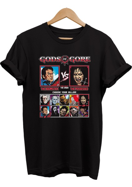 Korku Filmi Karakterleri Baskılı %100 Pamuk Oversize T-Shirt