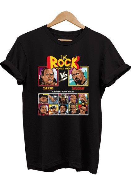 Dwayne Johnson The Rock Karakterleri Baskılı %100 Pamuk Oversize T-Shirt