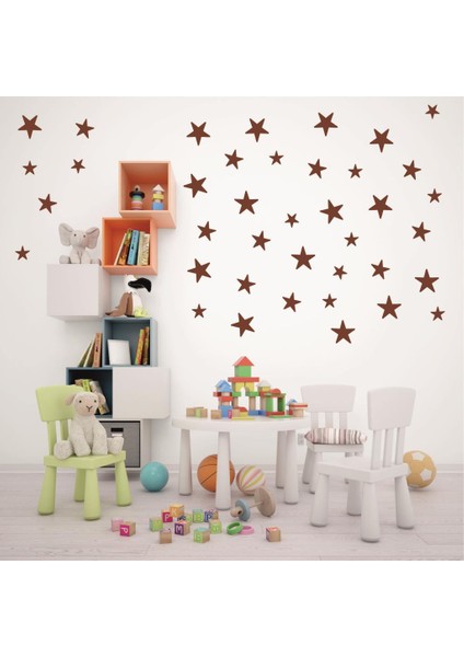 Kahverengi Yıldız Duvar Çocuk Odası Sticker Dekorasyon 3-4-5 cm 130 Adet fırsatları