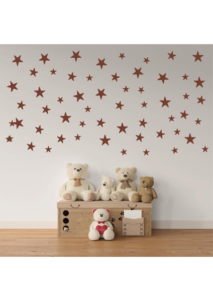 Kahverengi Yıldız Duvar Çocuk Odası Sticker Dekorasyon 3-4-5 cm 130 Adet indirimleri