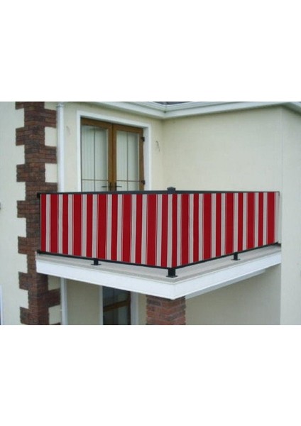 Balkon Demiri Perdesi Bağcıklı Kırmızı Çizgili 80 x 300 cm