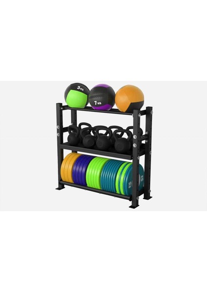 3 Katlı Sağlık Topu Kettlebell Flanş Plaka Depolama Standı