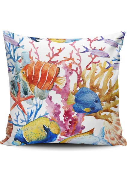 Marin Desenli Dijital Baskılı Yastık Kırlent Kılıfı