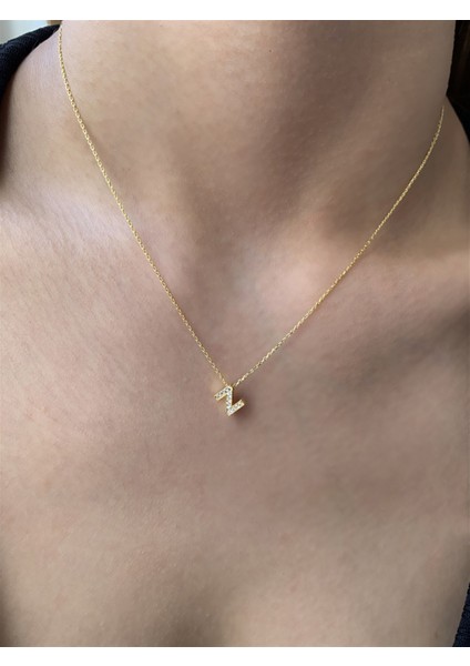 925 Ayar Zirkon Taşlı Gold Minimal Z Hafli Kolye Uzunluk 42 cm modelleri