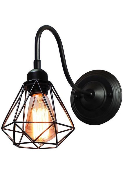 Vintage LED Duvar Işık Retro Loft Endüstriyel Duvar Lambası Siyah E27 Demir Basit Abajur Kafes Guard Aplik Kapalı Aydınlatma Armatürü (Yurt Dışından)