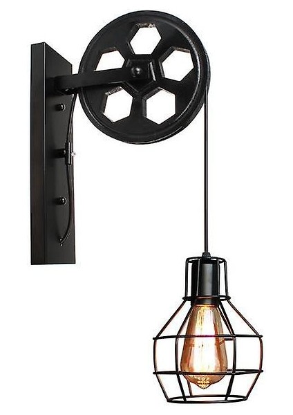 Retro Vintage Duvar Işık Endüstriyel Duvar Lambası Gölge Fikstürü Demir Çatı Kafe Bar Ayarlanabilir Aplik Işıkları Wandlamp Dekorasyon LED (Siyah) (Yurt Dışından)