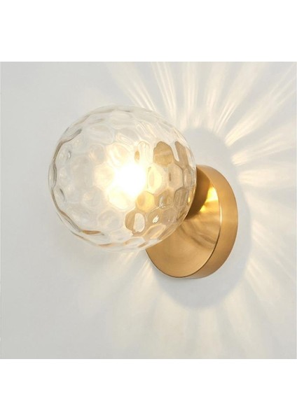 Nordic LED Duvar Ay Lambası Demir Modern Dekoratif Merdiven LED Işık Ev Başucu Yuvarlak Cam Duvar Işıkları Ahşap Aplike Murale E27 (F) (Yurt Dışından)