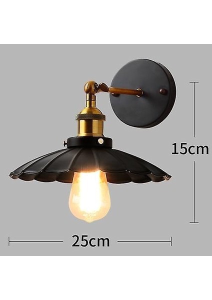 LED Duvar Işık Retro Loft Endüstriyel Duvar Lambası Siyah E27 Vintage Aplikler Duvar Lambası Endüstriyel Aydınlatma Armatürü Kapalı (J) (Yurt Dışından)