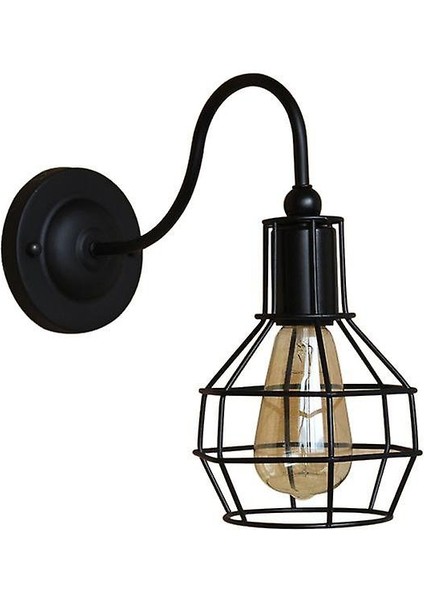 Vintage LED Duvar Işık Retro Loft Endüstriyel Duvar Lambası Siyah E27 Demir Basit Abajur Kafes Guard Aplik Kapalı Aydınlatma Armatürü (Yurt Dışından)