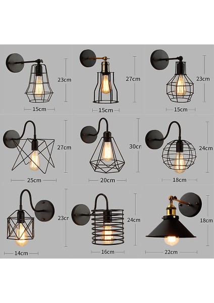 LED Duvar Işık Retro Loft Endüstriyel Duvar Lambası Siyah E27 Vintage Aplikler Duvar Lambası Endüstriyel Aydınlatma Armatürü Kapalı (Yurt Dışından)