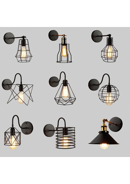 LED Duvar Işık Retro Loft Endüstriyel Duvar Lambası Siyah E27 Vintage Aplikler Duvar Lambası Endüstriyel Aydınlatma Armatürü Kapalı (Yurt Dışından)