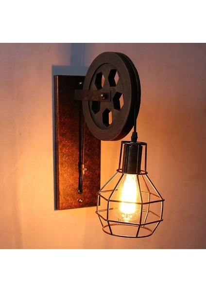 Retro Vintage Duvar Işık Endüstriyel Duvar Lambası Gölge Fikstürü Demir Çatı Kafe Bar Ayarlanabilir Aplik Işıkları Wandlamp Dekorasyon LED (C) (Yurt Dışından)