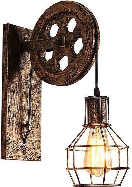 Retro Vintage Duvar Işık Endüstriyel Duvar Lambası Gölge Fikstürü Demir Çatı Kafe Bar Ayarlanabilir Aplik Işıkları Wandlamp Dekorasyon LED (C) (Yurt Dışından)
