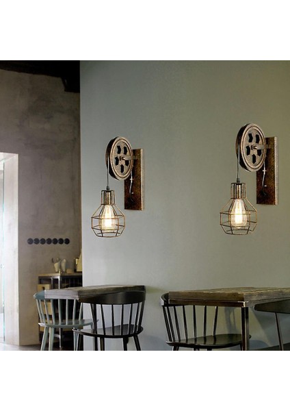 Retro Vintage Duvar Işık Endüstriyel Duvar Lambası Gölge Fikstürü Demir Çatı Kafe Bar Ayarlanabilir Aplik Işıkları Wandlamp Dekorasyon LED (A) (Yurt Dışından)