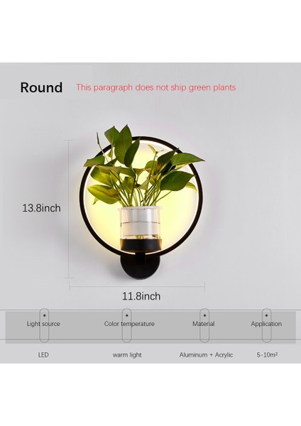 30 cm LED Duvar Lambası, 36W ile Üç Renkli LED Işık Çubuğu Yeşil Bitki Duvar Lambası, Koridor Duvar Lambası, Yuvarlak Işık, Yeşil Turp Bitkileri ile Gemi Yok (Yurt Dışından)