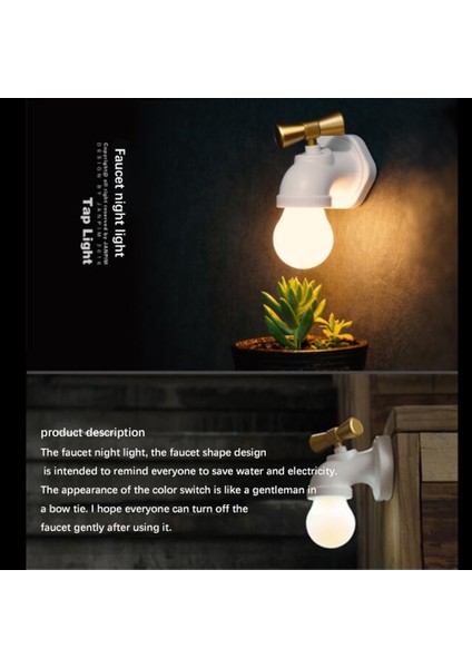 Yaratıcı Musluk Gece Lambası, 2.5 W USB Şarj Edilebilir Başucu Lambası, Koridor Giriş Merdivenleri Için LED Duvar Lambası, Beyaz (Yurt Dışından) modelleri