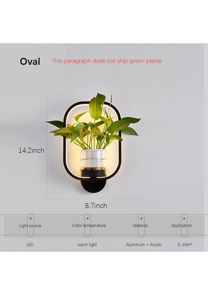 22 cm LED Duvar Lambası, 36W Tri Renkli LED Işık Çubuğu Yeşil Bitki Duvar Lambası, Koridor Duvar Lambası, Oval Işık, Yeşil Turşu Bitkiler ile Gemi Yok (Yurt Dışından)