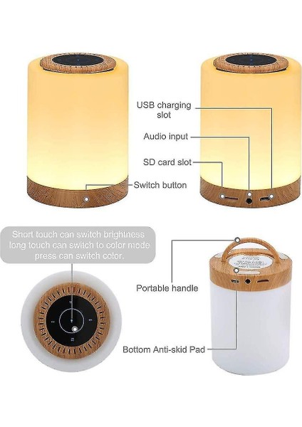 Lambalar Başucu Lambası Bluetooth Hoparlör Dokunmatik Sensör Lambası Rgb Dim Kartı Gece Lambası Sıcak (Yurt Dışından)