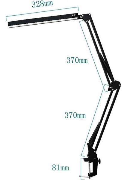 LED Uzun Kol Klip Masa Lambası YG814 Weluot, 10W, Üç Seviye Renk Sıcaklığı, Siyah (Siyah) (Yurt Dışından)