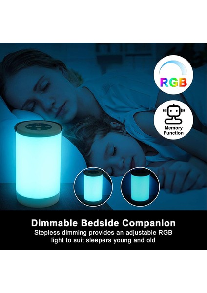 Leoeu Rgb Başucu Lambası, Sıcak Beyaz Işık ve ile Kısılabilir Atmosfer Masa Lambasırenk Değiştirme, USB Şarj Edilebilir LED Gece Lambası Yatak Odası, (Yurt Dışından)