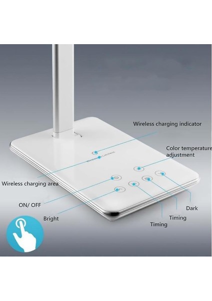 Yeni Çok Fonksiyonlu LED Masa Lambası Katlanabilir 4 Renk Sıcaklık Kitap Işık Cep Telefonu Kablosuz Akıllı Şarj USB Çıkışı (Siyah) (Yurt Dışından)