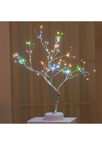 108 LED USB Masa Lambası Bakır Tel Noel Yangın Ağacı Gece Lambası Masa Lambası Ev Masaüstü Dekorasyon Noel Dekorasyon (Çok Renkli) (Yurt Dışından)