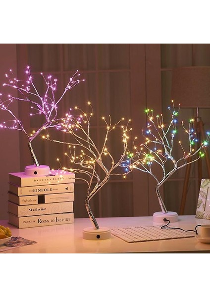 108 LED USB Masa Lambası Bakır Tel Noel Yangın Ağacı Gece Lambası Masa Lambası Ev Masaüstü Dekorasyon Noel Dekorasyon (Çok Renkli) (Yurt Dışından)