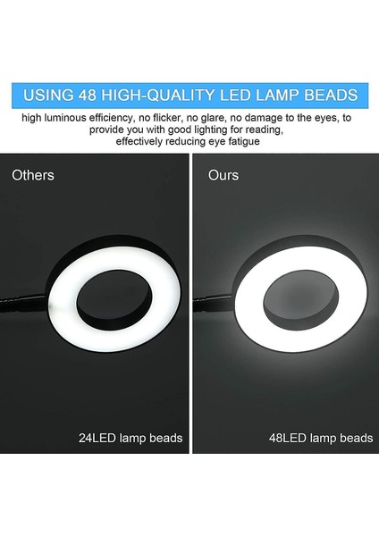 Lambalar Klip Lamba Disk 48LED Masa Lambası Okuma Lambası 3 Işık Modları 10 Dim Parlaklık USB Güç (Yurt Dışından) fiyatları