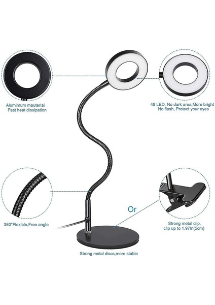 Lambalar Klip Lamba Disk 48LED Masa Lambası Okuma Lambası 3 Işık Modları 10 Dim Parlaklık USB Güç (Yurt Dışından) modelleri