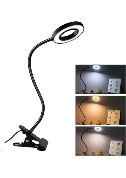 Lambalar 12 W LED USB Klip Lamba Okuma Yatak Odası Masa Lambası Siyah Kelepçe Göz Koruma Kitap Işık (Yurt Dışından)