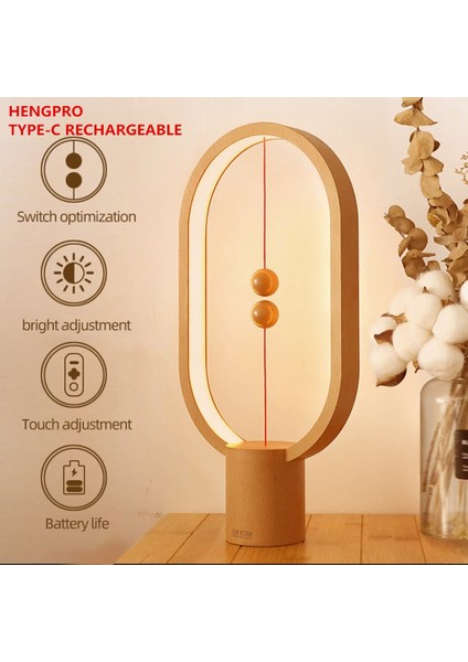 Dropship USB Şarj Edilebilir Hengpro Balance LED Masa Lambası Elips Manyetik Orta Hava Anahtarı Göz Bakımı Gece Lambası Dokunmatik Kontrol | LED Masa Lambaları (Yurt Dışından)