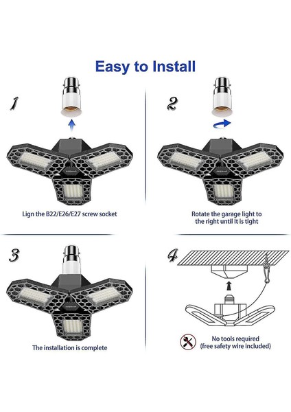 Lambalar LED Garaj Işıkları 60 W LED Garaj Tavan Işıkları 6000LM Garaj Aydınlatma Deforme Olabilir LED Mağaza (Yurt Dışından)