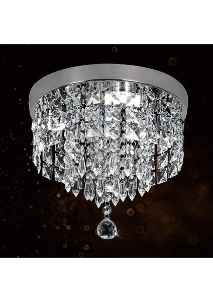 Lambalar Kristal Ch Elier Modern LED Tavan Işık Gömme Montaj Paslanmaz Çelik Fikstür 966; 250MM Boncuklu (Yurt Dışından)