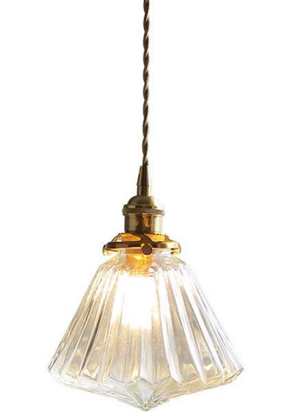 18 cm Pirinç Cam Avize, LED 5 W 220 V Japon Tarzı Retro Avize, Restoran Bar, Yatak Odası Başucu Lambası Koridor Sundurma Işık, Şeffaf Renk (Yurt Dışından)